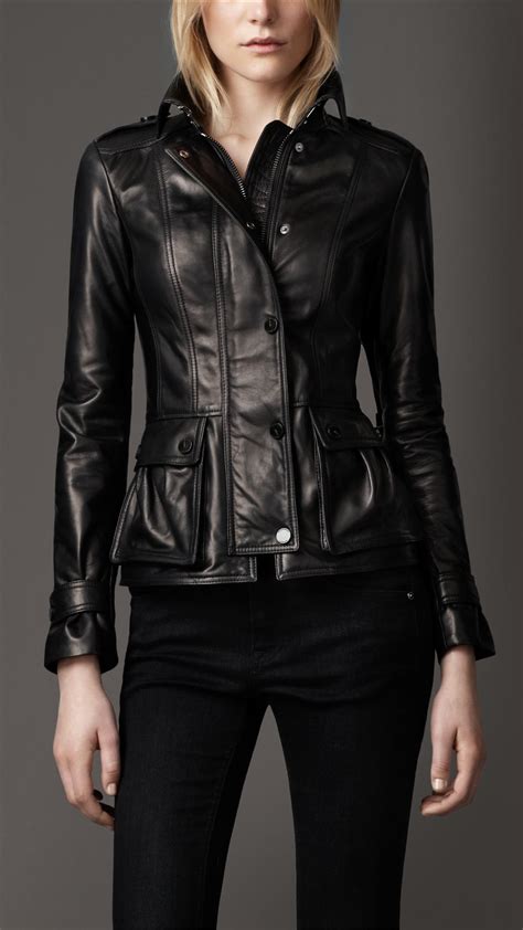 burberry leather jacket ladies|Burberry leather jacket women's.